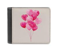 Jubonexis Cartera plegable de piel sintética suave con forma de corazón de acuarela rosa, monedero, funda para pase de crédito, tarjetero duradero, billetera delgada para hombres y mujeres