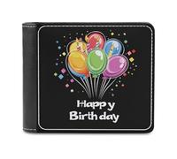 Jubonexis Cartera plegable de piel sintética suave con globo de cumpleaños con vela, monedero, funda para pase de crédito, tarjetero duradero, billetera delgada para hombres y mujeres, almacenamiento