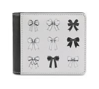 Jubonexis Cartera plegable de piel sintética suave con lazo blanco y negro, monedero, funda para tarjetas de crédito, tarjetero duradero, billetera delgada para hombres y mujeres, almacenamiento de