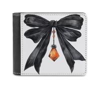 Jubonexis Cartera plegable de piel sintética suave con lazo de cinta de Halloween de acuarela, monedero, funda para pase de crédito, tarjetero duradero, billetera delgada para hombres y mujeres