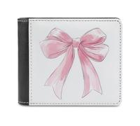 Jubonexis Cartera plegable de piel sintética suave con lazo rosa, monedero, funda para tarjetas de crédito, tarjetero duradero, billetera delgada para hombres y mujeres, almacenamiento de dinero
