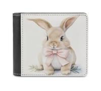 Jubonexis Cartera plegable de piel sintética suave con lazo rosa, monedero, funda para tarjetas de crédito, tarjetero duradero, billetera delgada para hombres y mujeres, almacenamiento de dinero