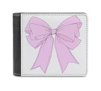 Jubonexis Cartera plegable de piel sintética suave con lazo rosa, monedero, funda para tarjetas de crédito, tarjetero duradero, billetera delgada para hombres y mujeres, almacenamiento de dinero