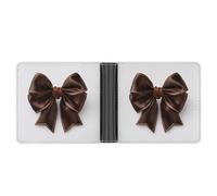 Jubonexis Cartera plegable de piel sintética suave con lazos estilo coqueta de chocolate, monedero, funda para tarjetas de crédito, tarjetero duradero, billetera delgada para hombres y mujeres