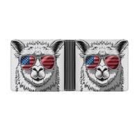 Jubonexis Cartera plegable de piel sintética suave con lentes de sol de alpaca de dibujos animados, monedero, funda para tarjetas de crédito, tarjetero duradero, billetera delgada para hombres y