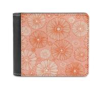 Jubonexis Cartera plegable de piel sintética suave con patrón de flores naranjas y blancas, monedero, funda para tarjetas de crédito, tarjetero duradero, billetera delgada para hombres y mujeres