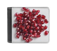 Jubonexis Cartera plegable de piel sintética suave con semillas de granada, monedero, funda para tarjetas de crédito, tarjetero duradero, billetera delgada para hombres y mujeres, almacenamiento de