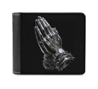 Jubonexis Cartera plegable de piel sintética suave con texto en inglés "Praying Hand", monedero para tarjetas de crédito, tarjetero duradero, billetera delgada para hombres y mujeres, almacenamiento
