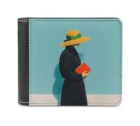 Jubonexis Cartera plegable de piel sintética suave con texto en inglés "Woman in Black Holding A Red Book", monedero, funda para tarjetas de crédito, billetera delgada duradera para hombres y mujeres