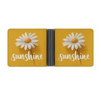 Jubonexis Cartera plegable de piel sintética suave con texto en inglés "Word Sunshine and Single Daisy on Yellow", monedero, funda para tarjetas de crédito, tarjetero duradero, billetera delgada para