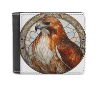 Jubonexis Cartera plegable de piel sintética suave con vidrieras de águila, monedero, funda para tarjetas de crédito, tarjetero duradero, billetera delgada para hombres y mujeres, almacenamiento de