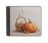 Jubonexis Cartera plegable de piel sintética suave de calabaza de acuarela otoñal, monedero, funda para tarjetas de crédito, tarjetero duradero, billetera delgada para hombres y mujeres