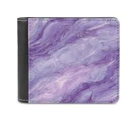 Jubonexis Cartera plegable de piel sintética suave de mármol de color morado pastel, color lila, monedero, funda para tarjetas de crédito, tarjetero duradero, billetera delgada para hombres y mujeres