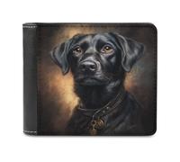 Jubonexis Cartera plegable de piel sintética suave de perro negro, monedero, funda para tarjetas de crédito, tarjetero duradero, billetera delgada para hombres y mujeres, almacenamiento de dinero