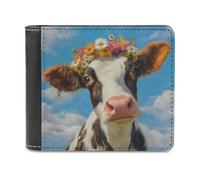 Jubonexis Cartera plegable de piel sintética suave de vaca con flores, monedero, funda para tarjetas de crédito, tarjetero duradero, billetera delgada para hombres y mujeres, almacenamiento de dinero