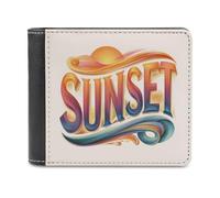 Jubonexis Cartera plegable de piel sintética suave, diseño de atardecer tropical, vintage, retro, suave, monedero, tarjetero, duradero, billetera delgada para hombres y mujeres, almacenamiento de