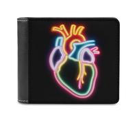 Jubonexis Cartera plegable de piel sintética suave, diseño de corazón humano, rojo, naranja, amarillo, verde, monedero, monedero, tarjeta de crédito, duradera, billetera delgada para hombres y mujeres