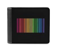 Jubonexis Cartera plegable minimalista de piel sintética suave con diseño de código de barras arcoíris, monedero, funda para tarjetas de crédito, tarjetero duradero, billetera delgada para hombres y