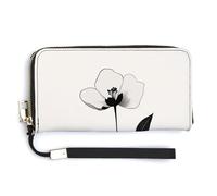 Jubonexis Cartera simple minimalista de piel sintética con diseño de flores, cartera larga y plegable, monedero, funda para tarjetas de crédito, almacenamiento de dinero duradero para mujeres y