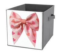 Jubonexis Cestas de almacenamiento plegables y decorativas de tela con diseño de corazón rojo para San Valentín, con asas para estantes, armario, 27 x 27 cm