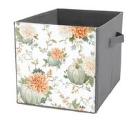 Jubonexis Clusters of Pumpkins Dahlias Soft Fall Leaves Cube Storage Cubos de almacenamiento plegables decorativos de tela cestas de almacenamiento Organizadores para el hogar con asas para estantes
