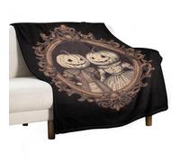 Jubonexis Cobija vintage de dos calabazas enamoradas de la era victoriana, antibolitas, acogedora y duradera para dormitorio, sala de estar, sofá, cama, 50 x 60 pulgadas