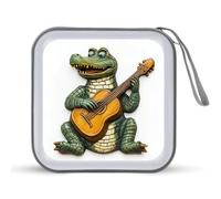 Jubonexis Cocodrilo tocando una guitarra clásica, estuche de almacenamiento portátil para CD, DVD, coche, casa, viajes