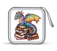 Jubonexis Colorful Dragon on A Pile of Books - Estuche portátil para CD y DVD, para coche, hogar, viajes