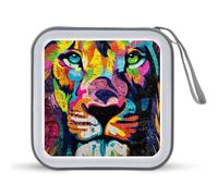 Jubonexis Colorful Street Art - Estuche portátil para CD y DVD, diseño de cara de león
