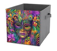 Jubonexis Colorida máscara de máscaras con remolinos, cubos de almacenamiento, cubos de almacenamiento, plegables, cestas de almacenamiento de tela decorativas, organizadores para el hogar con asas
