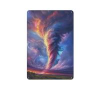 Jubonexis Colorido tornado Formación Tormenta Nube Poder Letreros de metal de estaño Decoración de pared para bar, pub, club, cafetería, sala de campo, color blanco, 30 x 20 cm