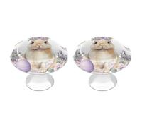 Jubonexis Conejito de Pascua con diadema floral de lavanda, pomos redondos para cajones con tornillos, 2 piezas, pomos de cajón para tocador, decoración para armario, hogar, oficina, cocina