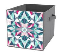 Jubonexis Contenedores de almacenamiento con formas geométricas en color verde azulado, cubos de almacenamiento, plegables, decorativas, de tela, organizadores para el hogar con asas para estantes