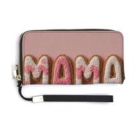 Jubonexis Coquette Bow and Word Mama Patchwork PU Leather Clutch Long Bifold Wallet Monedero Monedero Pass Crédito Estuche Duradero Tarjetero Almacenamiento de Dinero para Mujeres Hombres