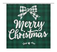 Jubonexis Cortina de ducha a cuadros blancos y verdes para decoración de baño, impermeable, lavable, cortinas de ducha de poliéster con 12 ganchos, 183 x 183 cm