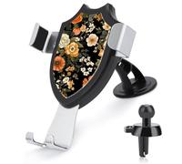 Jubonexis Cottagecore - Soporte para teléfono de coche, diseño de flores, color beige oscuro y dorado, soporte para teléfono celular, accesorios automotrices para teléfonos inteligentes de 4 a 6