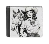 Jubonexis Country Western Girl Cowboy Hat Coquette - Cartera plegable de piel sintética suave, monedero, funda para tarjetas de crédito, tarjetero duradero, billetera delgada para hombres y mujeres