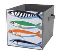 Jubonexis Cuatro cubos de almacenamiento de sardinas, cubos de almacenamiento, plegables, decorativas, de tela, organizadores para el hogar con asas para estantes, armario, 27 x 27 cm
