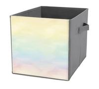 Jubonexis Cubo de almacenamiento con fondo azul y amarillo pastel, cubos de almacenamiento, cubos de almacenamiento plegables de tela decorativa, organizadores para el hogar con asas para estantes