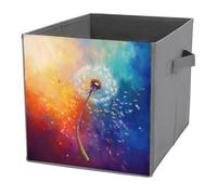 Jubonexis Cubo de almacenamiento con forma de diente de león que sopla en el viento, cubos de almacenamiento plegables y decorativos, cestas de almacenamiento de tela, organizadores para el hogar con