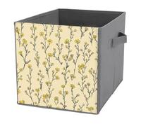 Jubonexis Cubo de almacenamiento con patrón de flor de alfalfa amarilla, cubos de almacenamiento, plegables, cestas de almacenamiento de tela decorativas, organizadores para el hogar con asas para