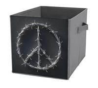 Jubonexis Cubo de almacenamiento de alambre de púas con símbolo de paz, cubos de almacenamiento, plegables, decorativas, de tela, organizadores para el hogar con asas para estantes, armario, 27 x 27
