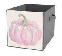 Jubonexis Cubo de almacenamiento de calabaza mágica rosa claro, cubos de almacenamiento, plegables, cestas de almacenamiento de tela decorativas, organizadores del hogar con asas para estantes