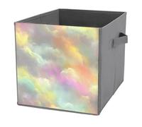 Jubonexis Cubo de almacenamiento de fondo de nube arco iris, cubos de almacenamiento, plegables, cestas de almacenamiento decorativas de tela, organizadores del hogar con asas para estantes, armario