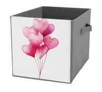 Jubonexis Cubo de almacenamiento de globos con forma de corazón rosa, cubos de almacenamiento, plegables, cestas de almacenamiento de tela decorativas, organizadores para el hogar con asas para