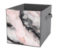 Jubonexis Cubo de almacenamiento de mármol de lujo de color negro pastel y rosa, cubos de almacenamiento, plegables, cestas de almacenamiento de tela decorativas, organizadores para el hogar con asas