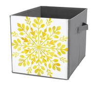 Jubonexis Cubos de almacenamiento con forma de copo de nieve amarillo y acuarela, cubos de almacenamiento plegables y decorativos, cestas de almacenamiento con asas para estantes, armario, 27 x 27 cm