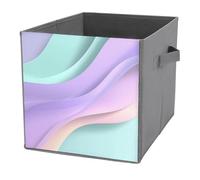 Jubonexis Cubos de almacenamiento con formas de fluidos orgánicos, lavanda, menta, verde, azul, melocotón, cubos de almacenamiento, plegables, cestas de almacenamiento de tela decorativas