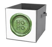 Jubonexis Cubos de almacenamiento con sello de cera de Navidad en acuarela Ho Ho en relieve, cubos de almacenamiento, plegables, cestas de almacenamiento de tela decorativas, organizadores para el