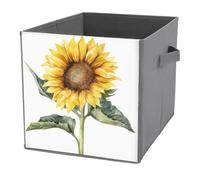 Jubonexis Cubos de almacenamiento de acuarela con girasoles, cubos de almacenamiento, plegables, cestas de almacenamiento de tela decorativas, organizadores para el hogar con asas para estantes
